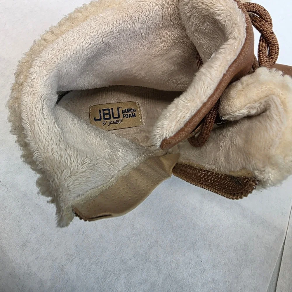Womens Leather Ankle Boots Size 8 JBU by Jambu Redrock Brown Sherpa Lace Zip Up